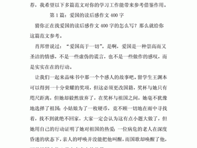 读后感爱国的（爱国的读后感作文400字左右）