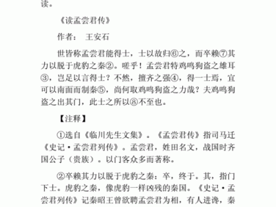 读孟尝君传读后感（读孟尝君感受）