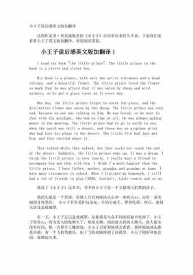 小王子读后感英文（小王子读后感英文60字带翻译）