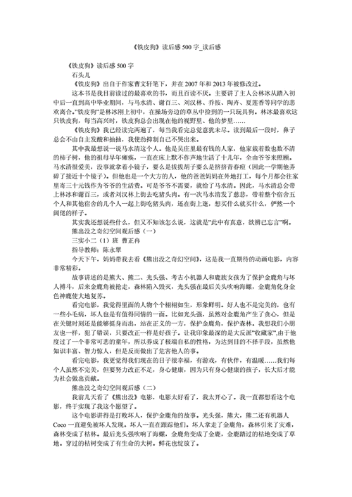 铁皮狗读后感600（铁皮狗读后感800）