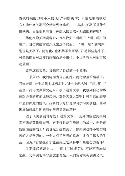 有关关羽的读后感（读关羽有感300字）