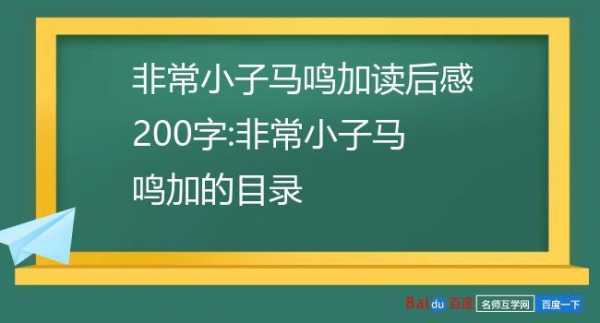 马鸣加的读后感（马鸣加动画片）