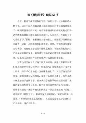 骆驼王子读后感300字（沈石溪骆驼王子读后感100字）