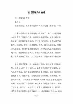 黑骏马读后感中文300（黑骏马读后感中文150字）