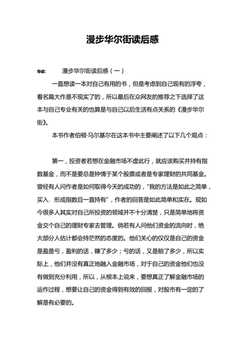 华尔街读后感翻译（华尔街读后感1000）