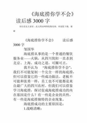 海底捞你学不会读后感（海底捞你学不会读后感怎么写800字）