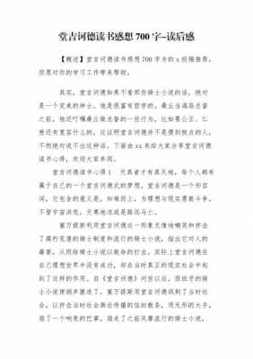 堂吉诃德读后感高中700（堂吉诃德读后感高中800字）