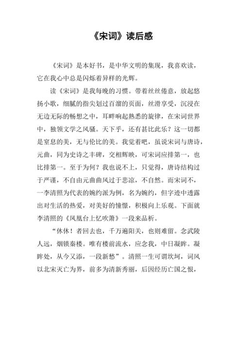 宋词宋词读后感（宋词读后感500字）