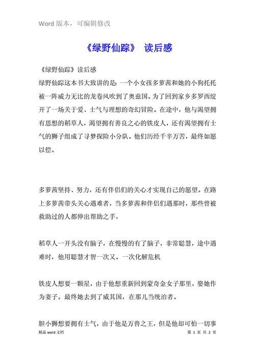 绿野仙踪读后感.（绿野仙踪读后感50字）