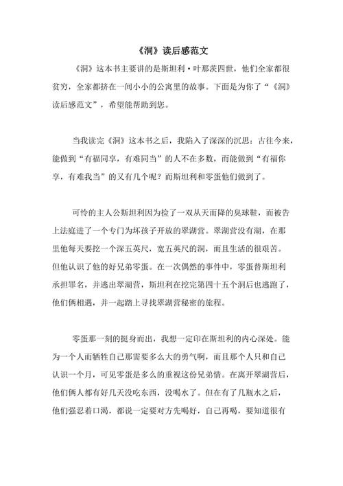 洞的读后感300字（洞的读后感50）